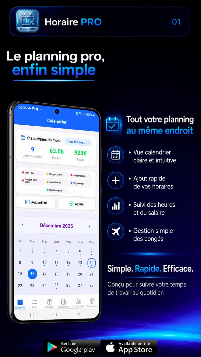 Horaire PRO — planning et calendrier, tout au même endroit