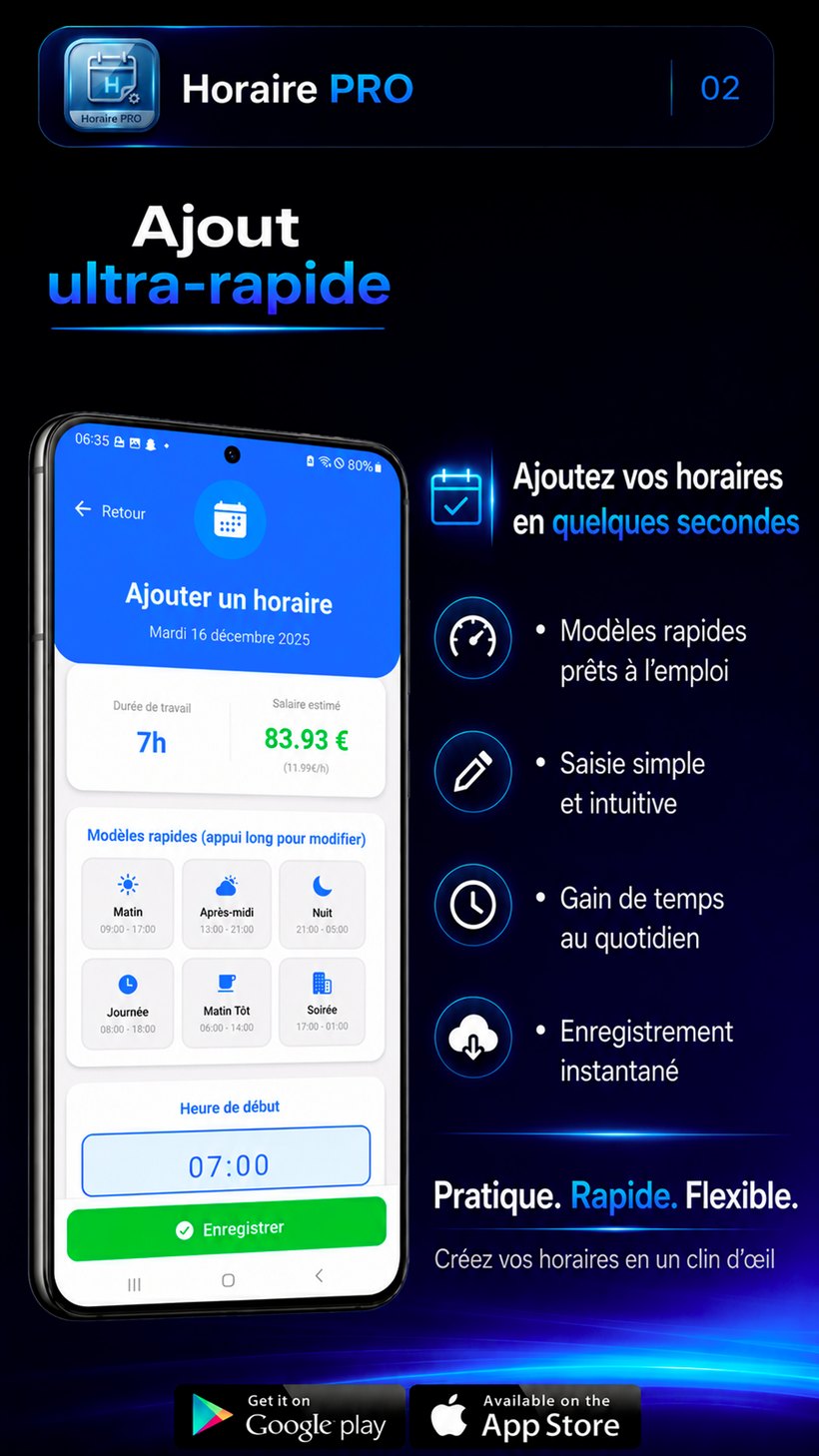 Horaire PRO — calcul automatique du salaire