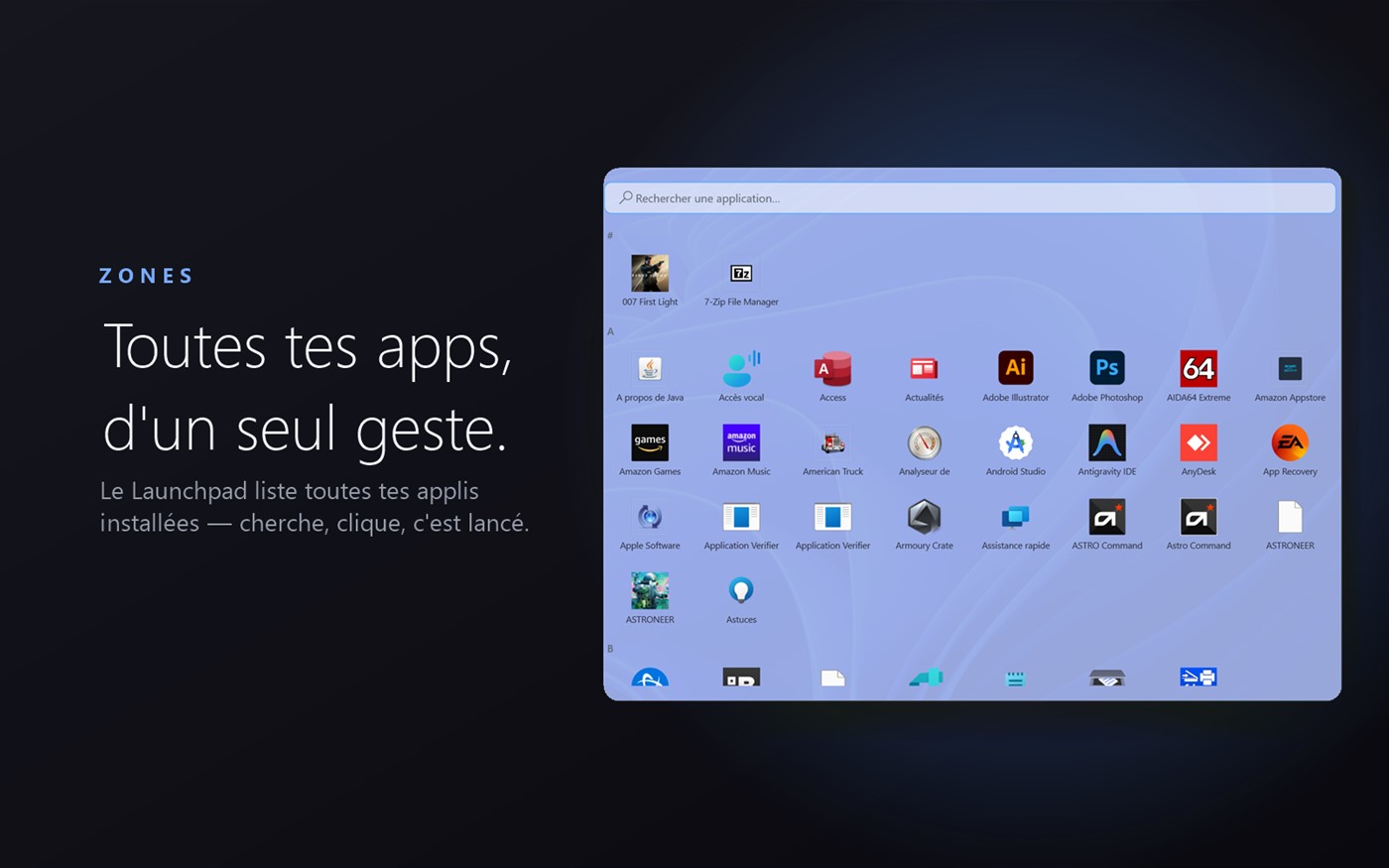 Le Launchpad listant toutes les applications installées